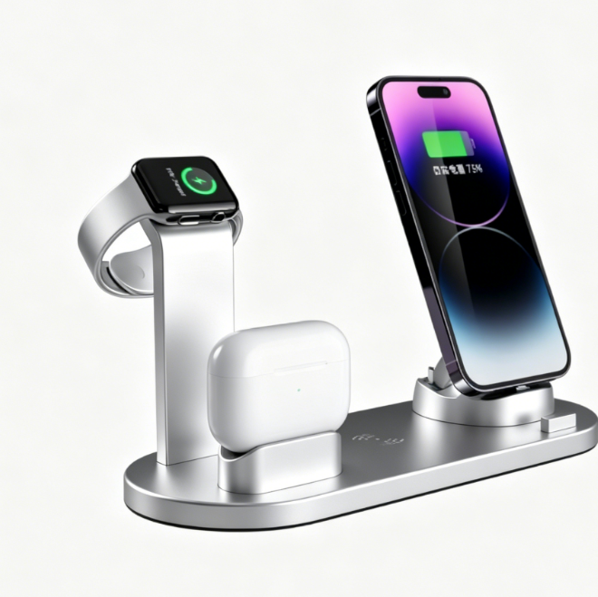 VelqariLiving 4-in-1 Wireless Charging Station — Fast Charge for iPhone, AirPods & Apple Watch