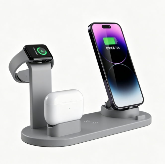 VelqariLiving 4-in-1 Wireless Charging Station — Fast Charge for iPhone, AirPods & Apple Watch