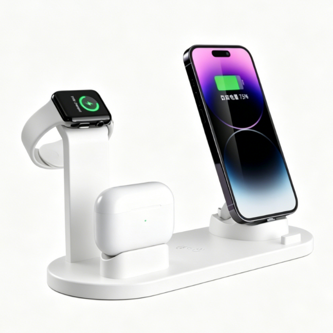 VelqariLiving 4-in-1 Wireless Charging Station — Fast Charge for iPhone, AirPods & Apple Watch