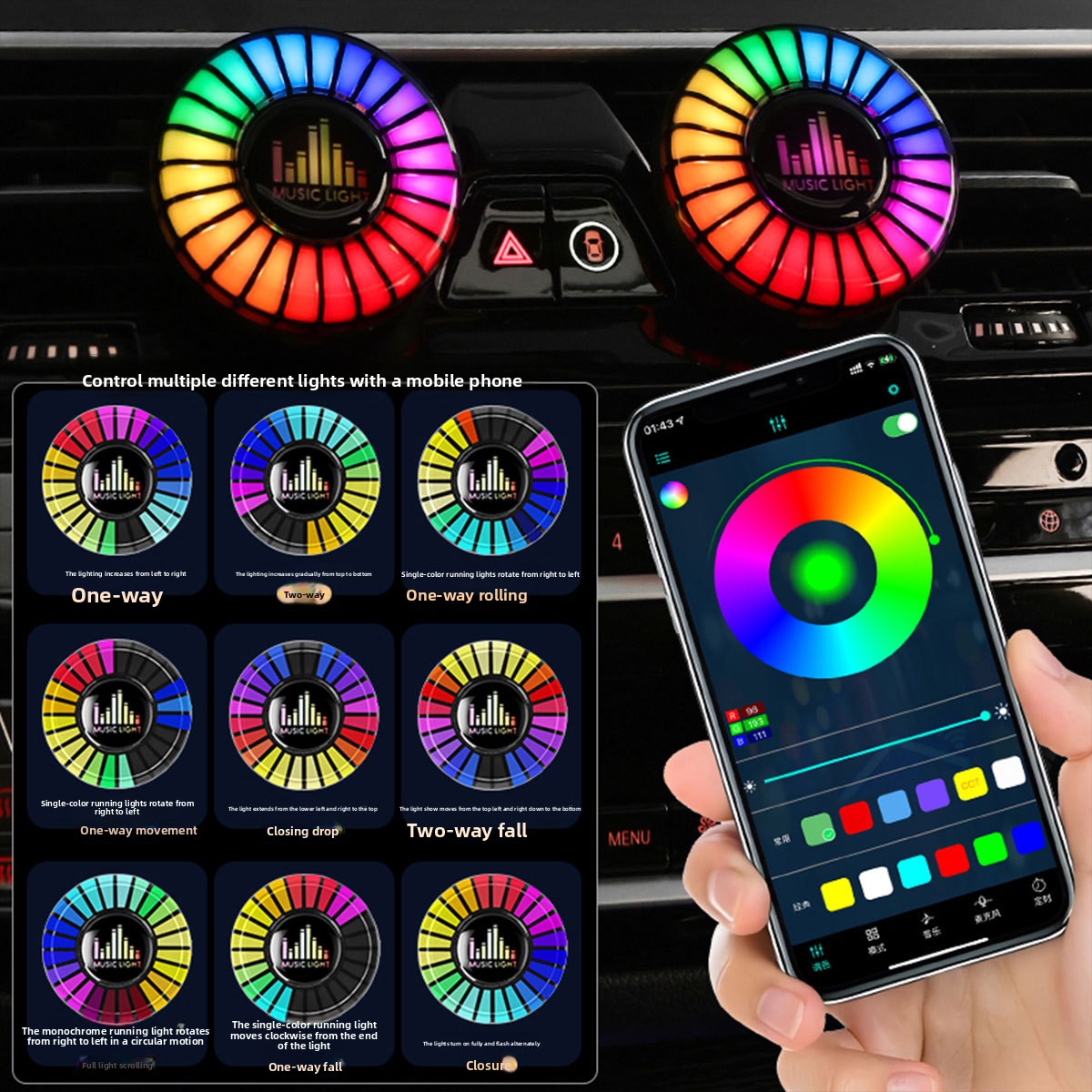 Car Air Vent RGB Ambient Light with Aromatherapy